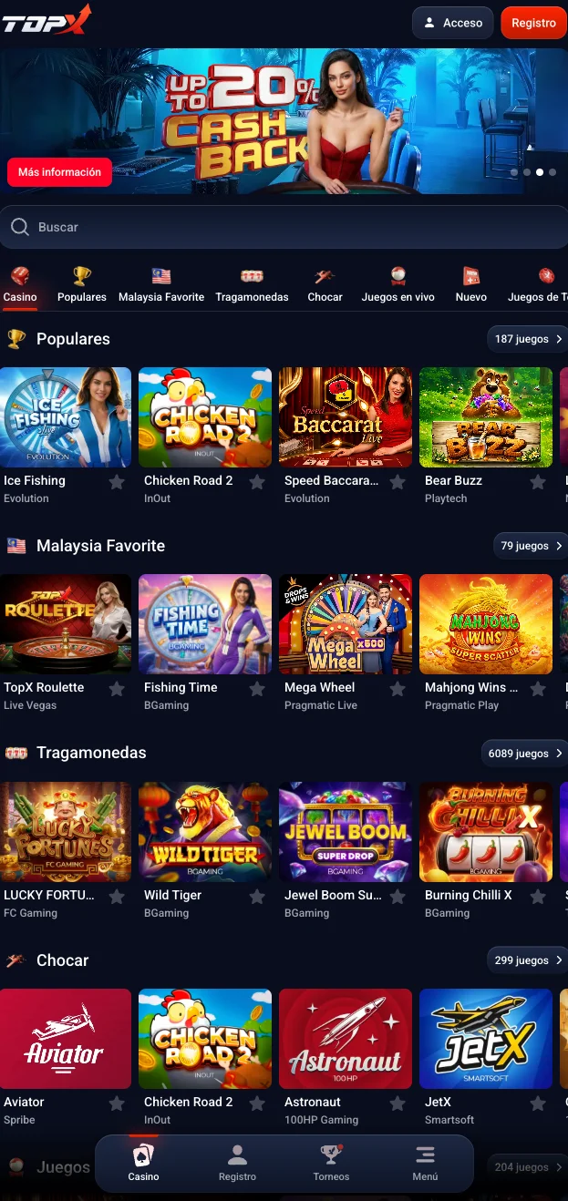 Descarga la app de Topx casino
